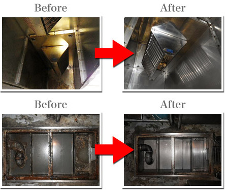 厨房天蓋清掃・グリストラップ清掃画像